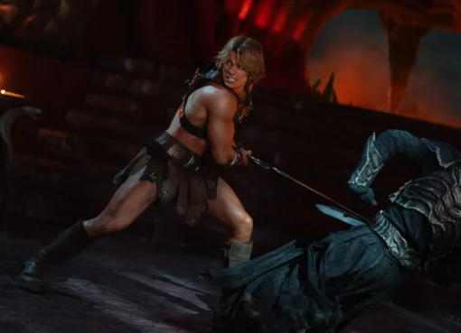 Nicholas Galitzine as He-Man in the new Masters of the Universe movie, looking powerful and ready for action.