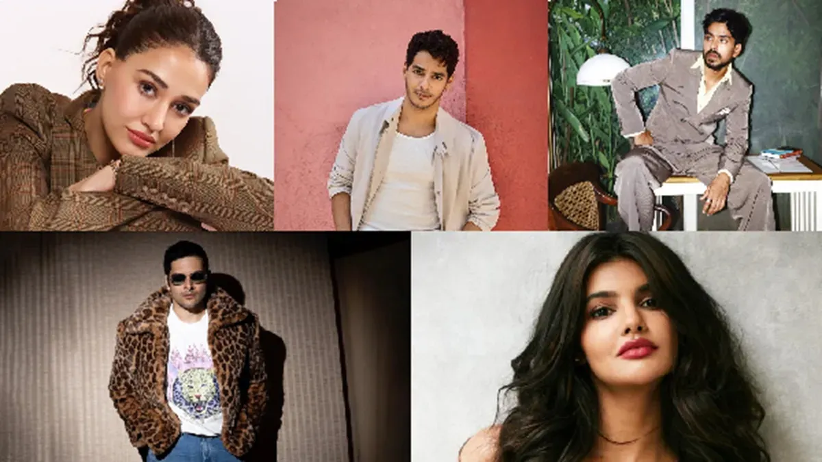 Collage of Indian actors: Ali Fazal, Ishaan Khatter, Adarsh Gourav, Riccha Sinha, Disha Patani.