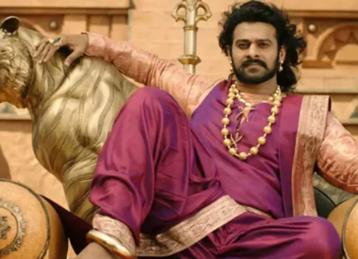 Prabhas looking powerful as a warrior in a royal setting