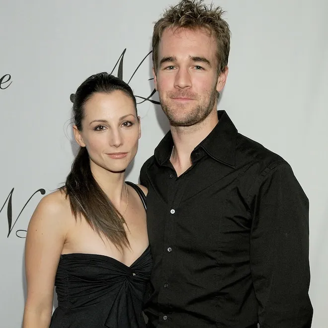James Van Der Beek and Heather McComb smiling at a past event