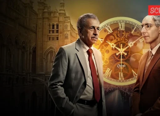 Jim Sarbh and Naseeruddin Shah looking at watch components.