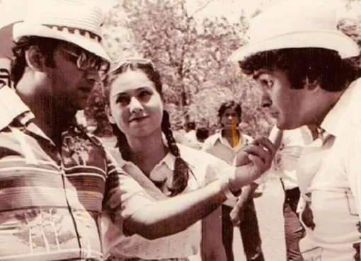 Rishi Kapoor in the iconic red sweater from the movie Karz.