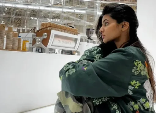 Riccha Sinha wearing the Elkay Hunt Kilimanjaro bomber jacket with an adventurous, stylish look.