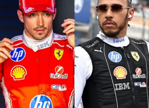 An F1 driver and their partner looking stylish and happy at a glamorous event.