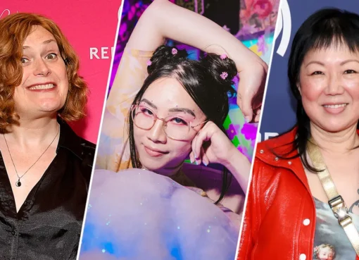 Margaret Cho, Lilly Wachowski, and Nina Nguyen smiling together.