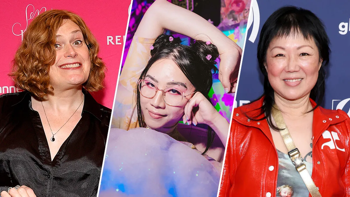 Margaret Cho, Lilly Wachowski, and Nina Nguyen smiling together.