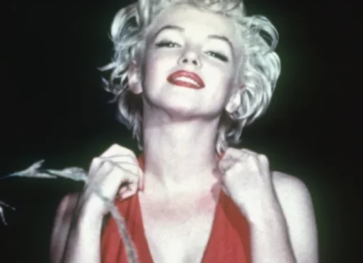 A classic black and white photo of Marilyn Monroe smiling.