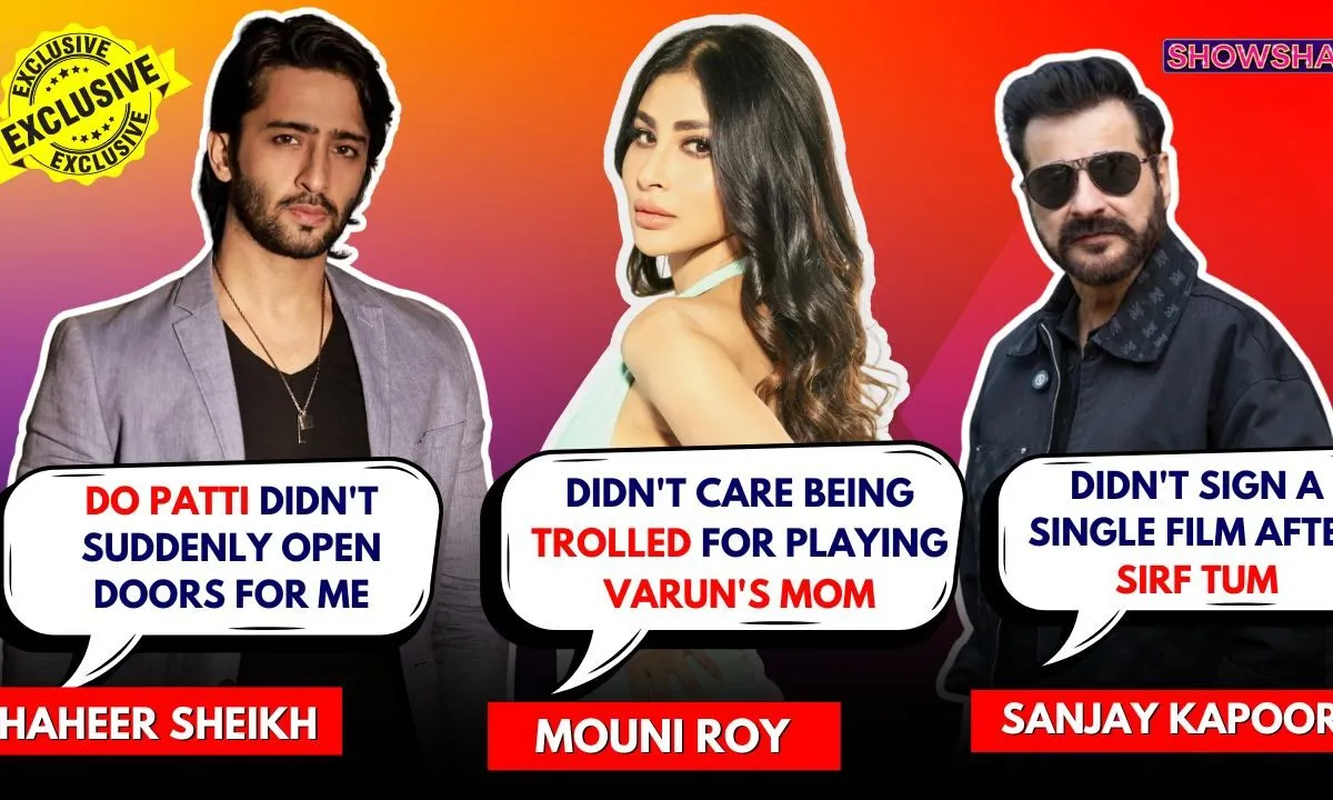Mouni Roy, Shaheer Sheikh, and Sanjay Kapoor during an interview for their new show.