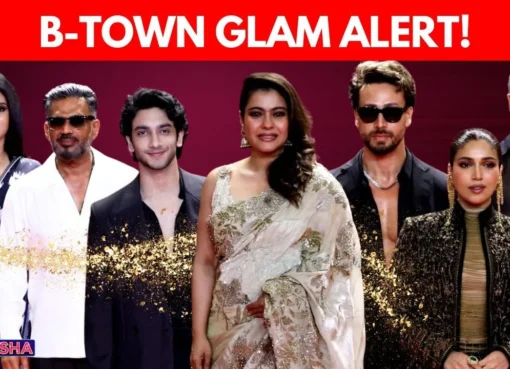 Kajol, Suniel Shetty, Konkona Sensharma, Vedang Raina, and Bhumi Pednekar posing on a red carpet at an award show in Mumbai.