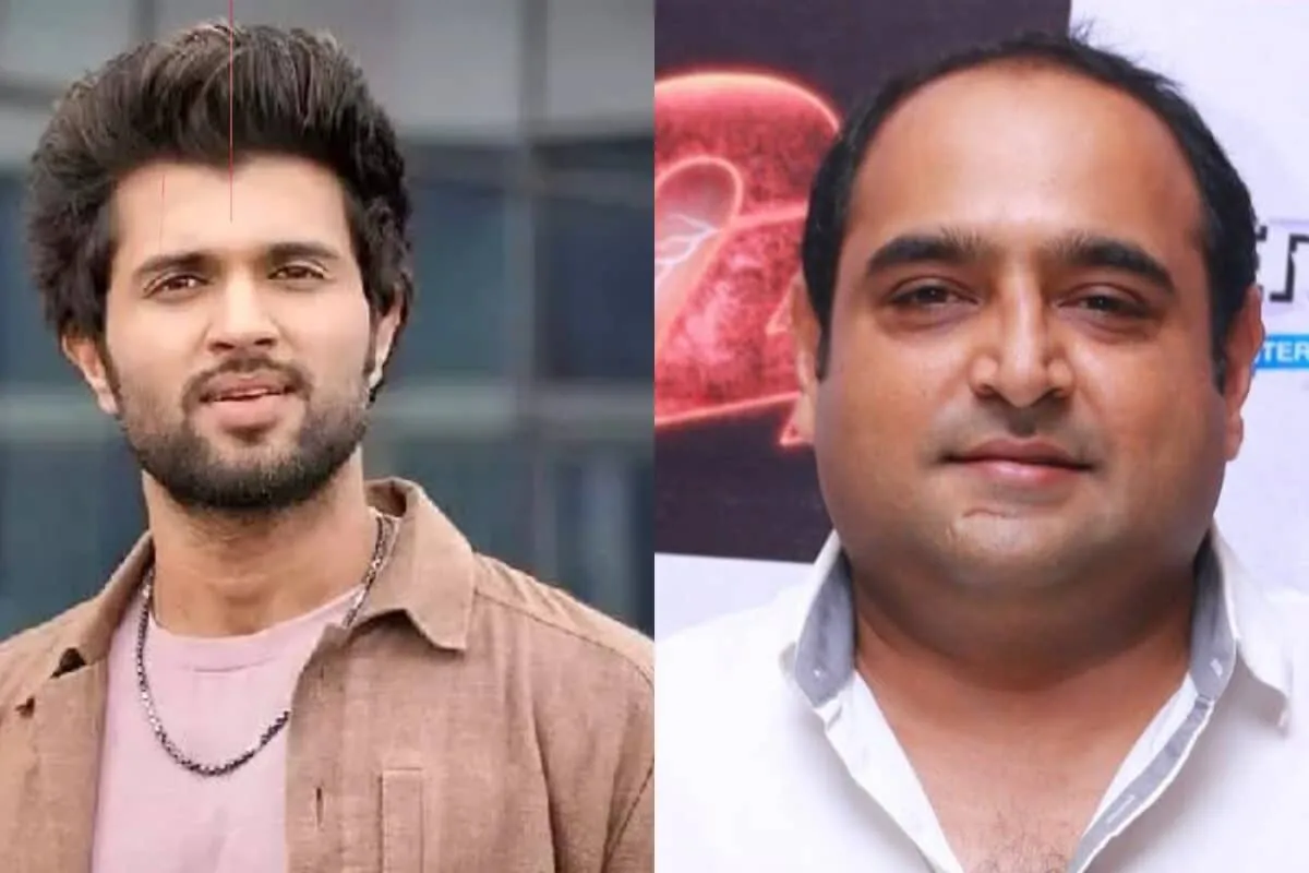 Vijay Deverakonda and Vikram Kumar in a graphic, hinting at their collaboration for a new film.
