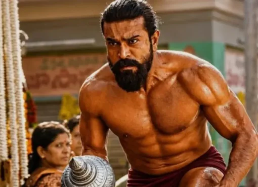 Split image showing Ram Charan looking intense on one side and Varun Dhawan smiling on the other, representing a box office clash.