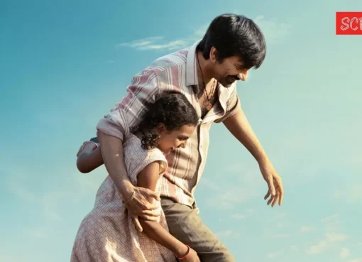 Ravi Teja looking thoughtful in a movie still for Irumudi, a father-daughter story.
