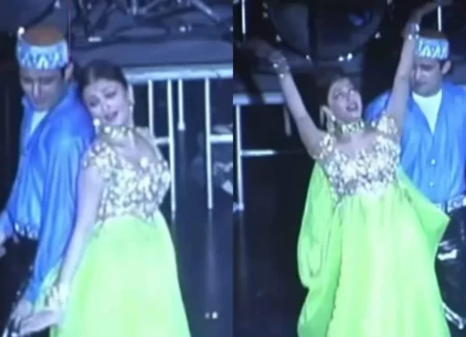 Aishwarya Rai and Akshaye Khanna performing on stage in 1999.