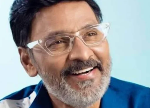 K. Bhagyaraj on set of a Hindi film.