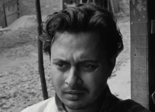 A beautiful, restored film still from a Ritwik Ghatak movie, showing incredible detail.