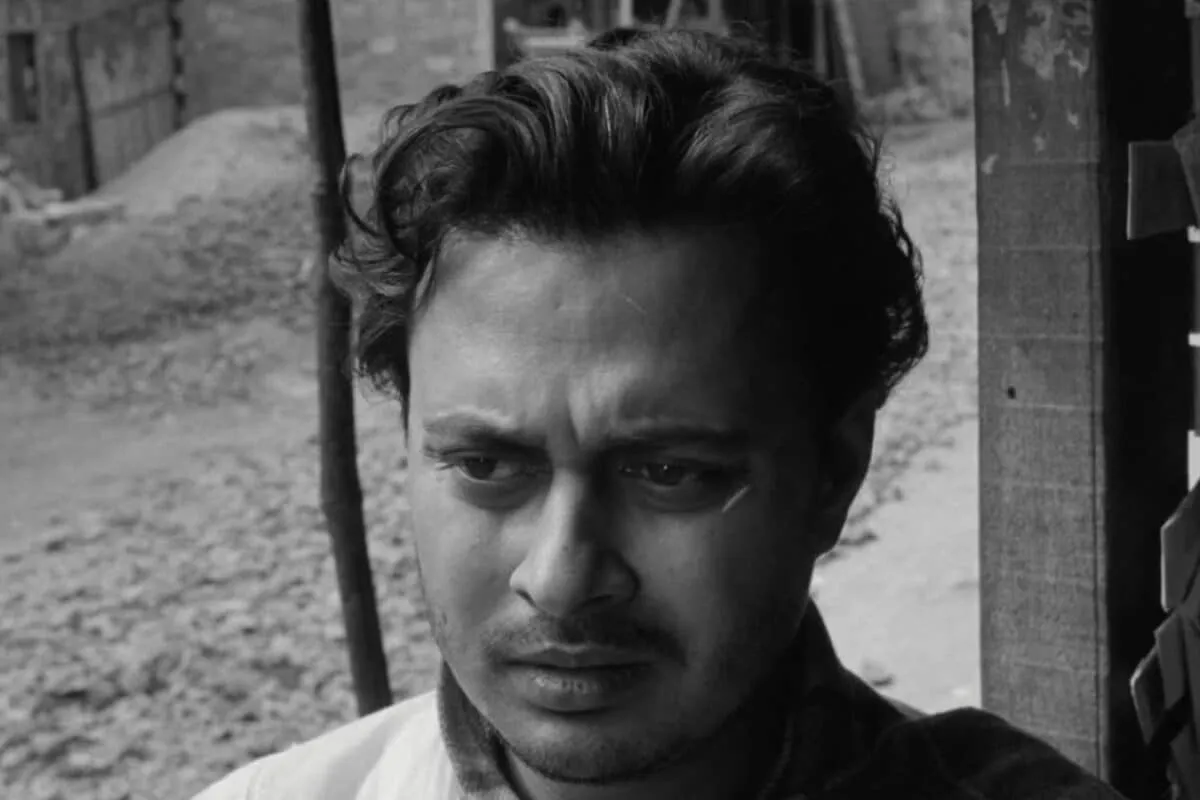 A beautiful, restored film still from a Ritwik Ghatak movie, showing incredible detail.