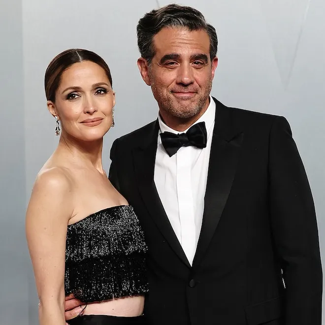 Rose Byrne and Bobby Cannavale share a moment, looking happy and relaxed.