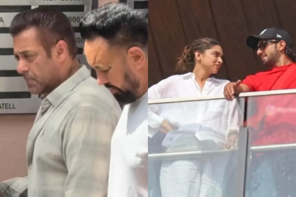 Salman Khan looking sad at a funeral and Deepika Padukone showing her baby bump.