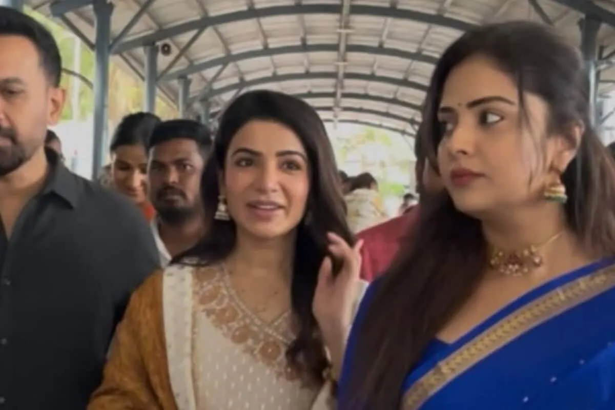 Samantha Ruth Prabhu and Raj Nidimoru praying at Tirupati temple.