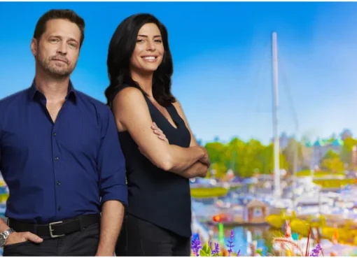 A sleek and stylish promotional image for the 'Private Eyes West Coast' detective series, hinting at a cool, sunny aesthetic.