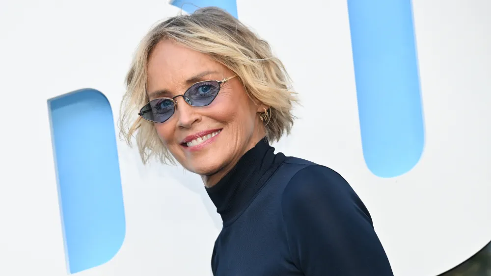 Sharon Stone looking thoughtful and elegant.