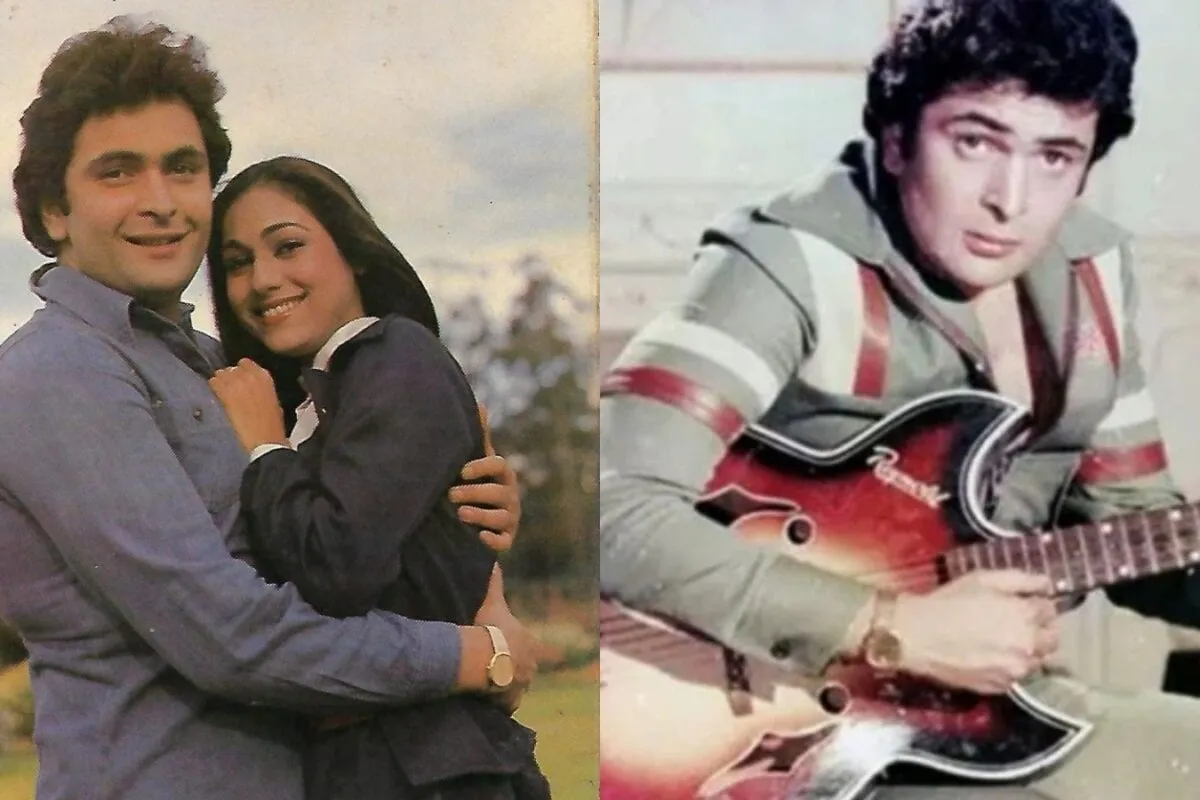 A still from the movie Karz showing Rishi Kapoor.