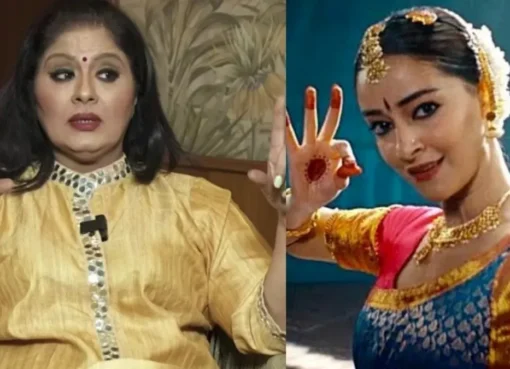 Sudha Chandran looking thoughtfully at the camera.