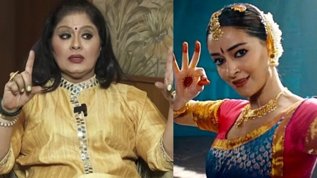 Sudha Chandran looking thoughtfully at the camera.