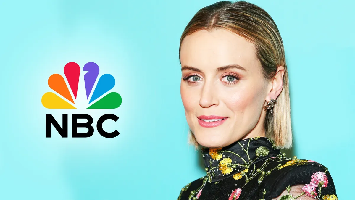 Taylor Schilling smiling on set