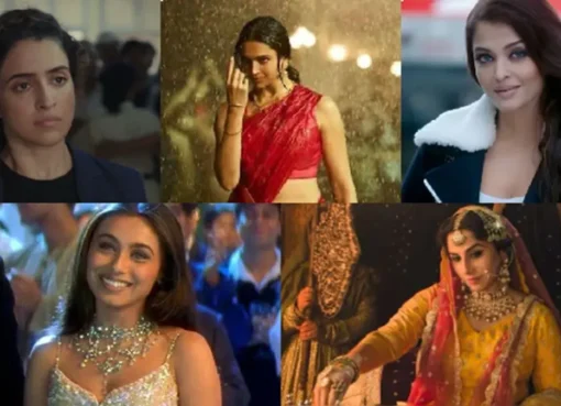 Collage of Deepika Padukone, Sanya Malhotra, and Vidya Balan.