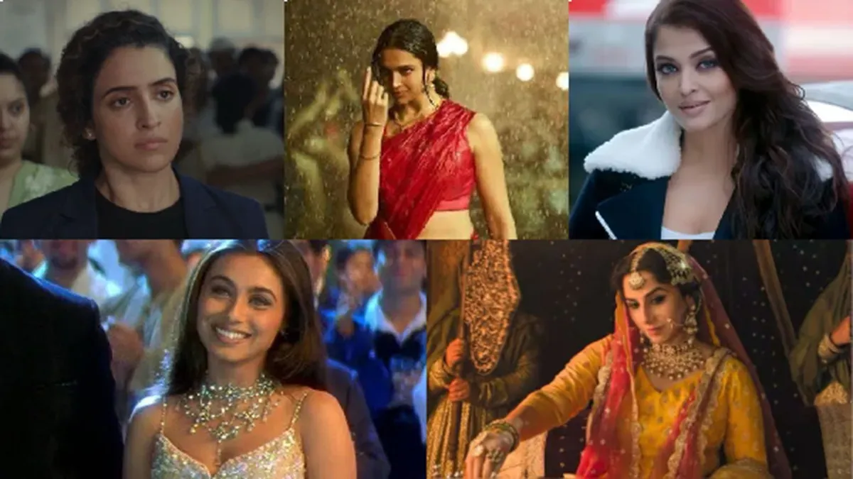 Collage of Deepika Padukone, Sanya Malhotra, and Vidya Balan.
