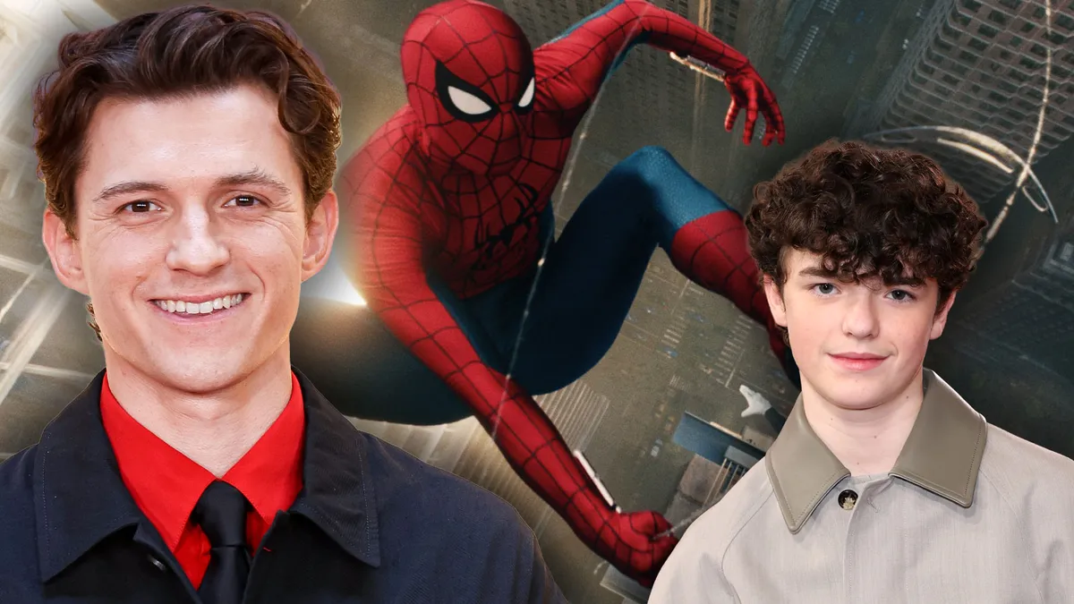 Tom Holland smiling at a movie premiere
