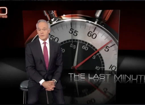 Scott Pelley speaking at a '60 Minutes' event.