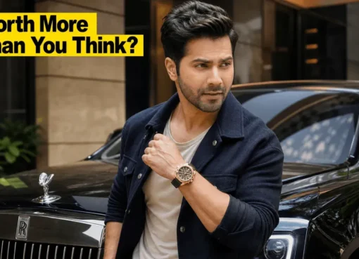 Varun Dhawan posing with his Mercedes-Maybach and G-Wagon, showcasing his luxury car collection and designer watches.
