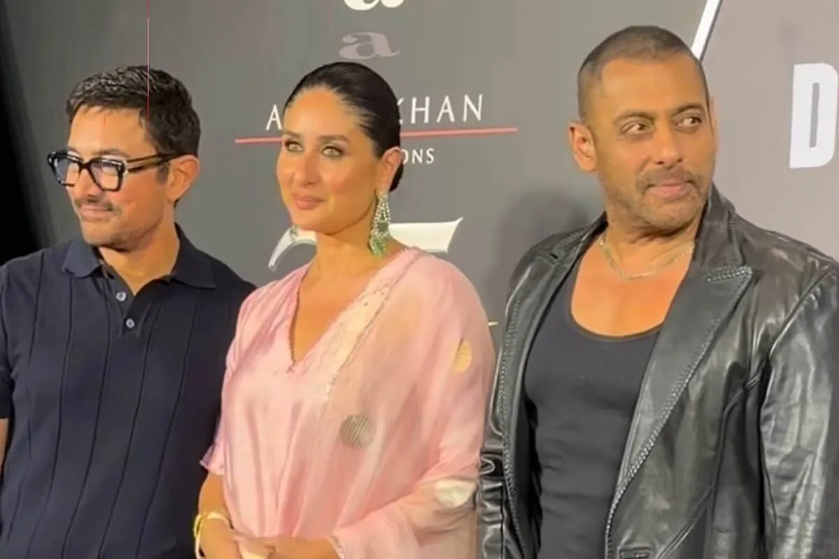 Aamir Khan, Salman Khan, and Kareena Kapoor Khan posing for a photo at an event.