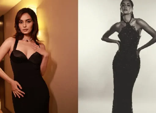 Bollywood actresses Manushi Chhillar and Ananya Panday in stunning black outfits.