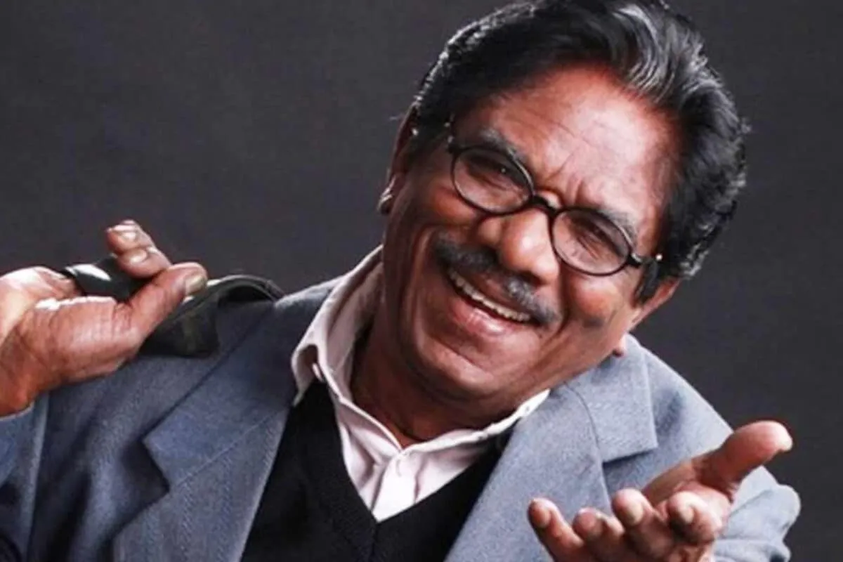 A close-up shot of Bharathiraja, the acclaimed Tamil film director.