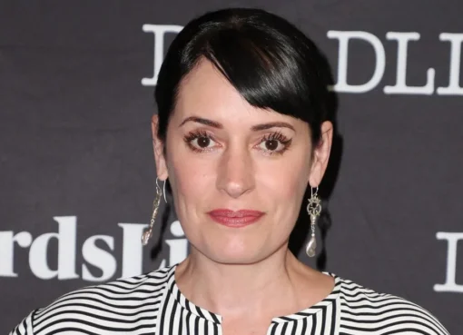 Paget Brewster looking serious and reflective, possibly thinking about her recent social media post.