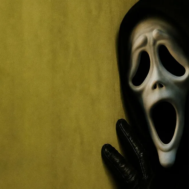 A movie poster for Scary Movie 6, possibly featuring Marlon Wayans and other cast members in a comedic horror pose.