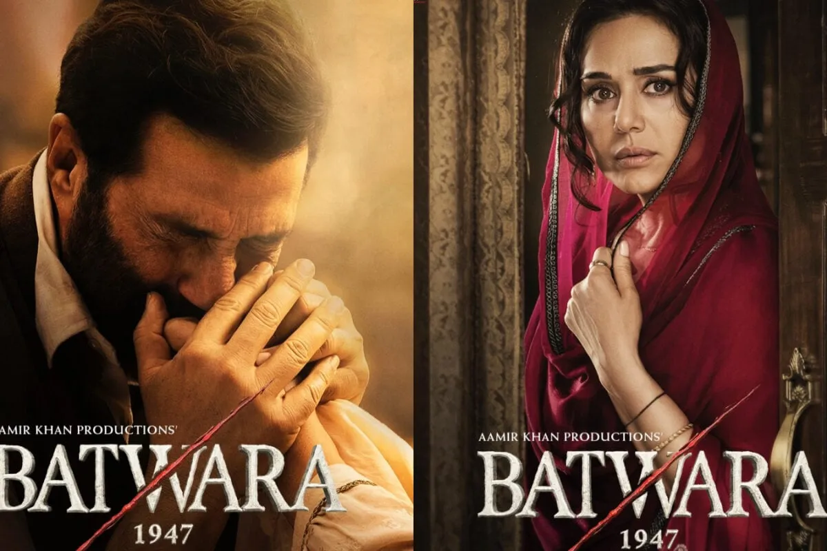 New poster for Batwara 1947 featuring a Krishna Idol in front of an arched wall with Urdu script.