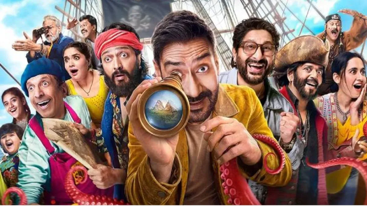 Ajay Devgn laughing in a scene from the movie Dhamaal 4