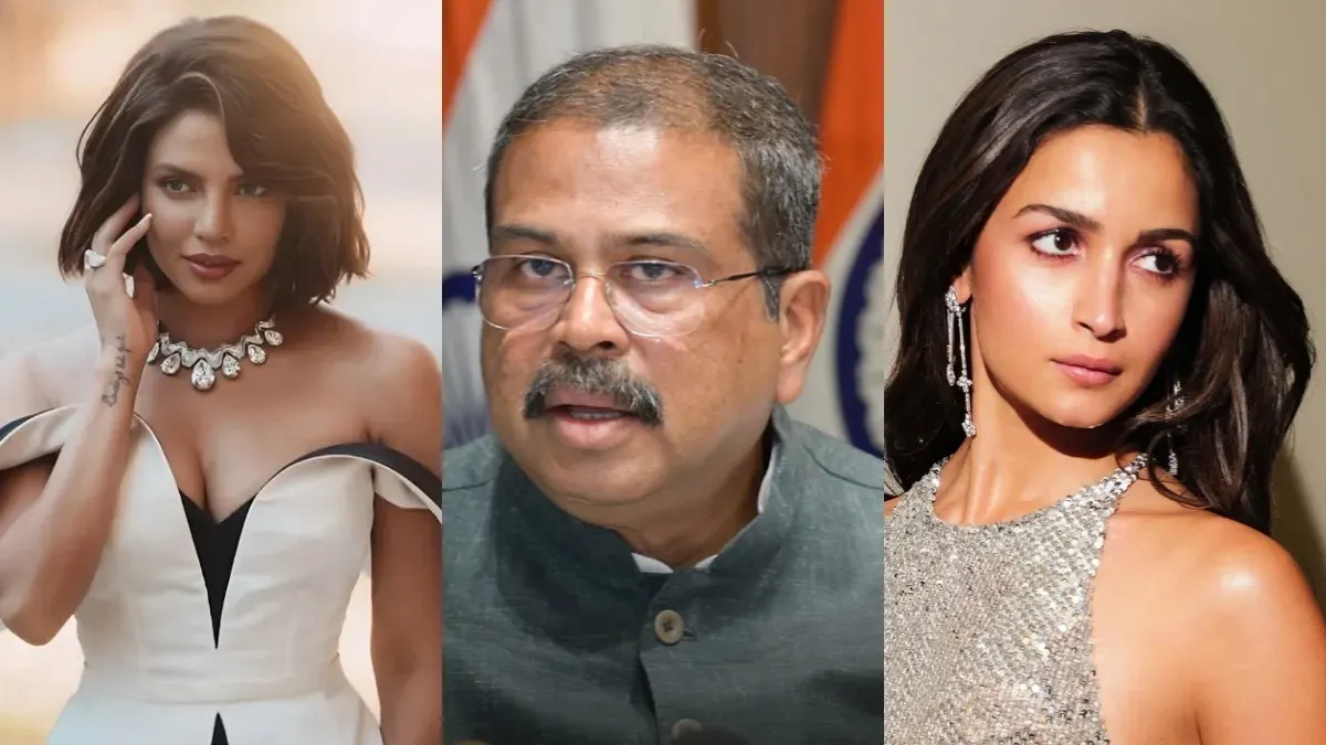 A collage showing various Indian celebrities and a government official, representing reactions to a political event.