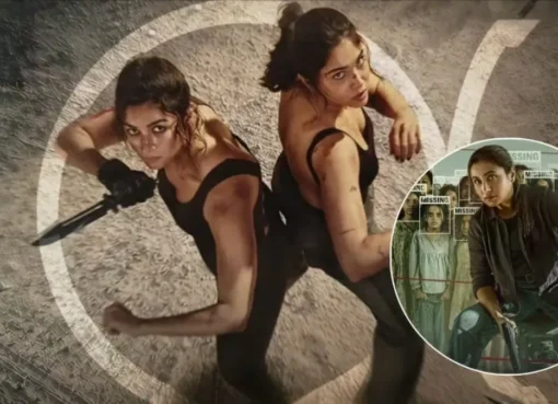 Alia Bhatt and Sharvari in a still from their film Alpha.