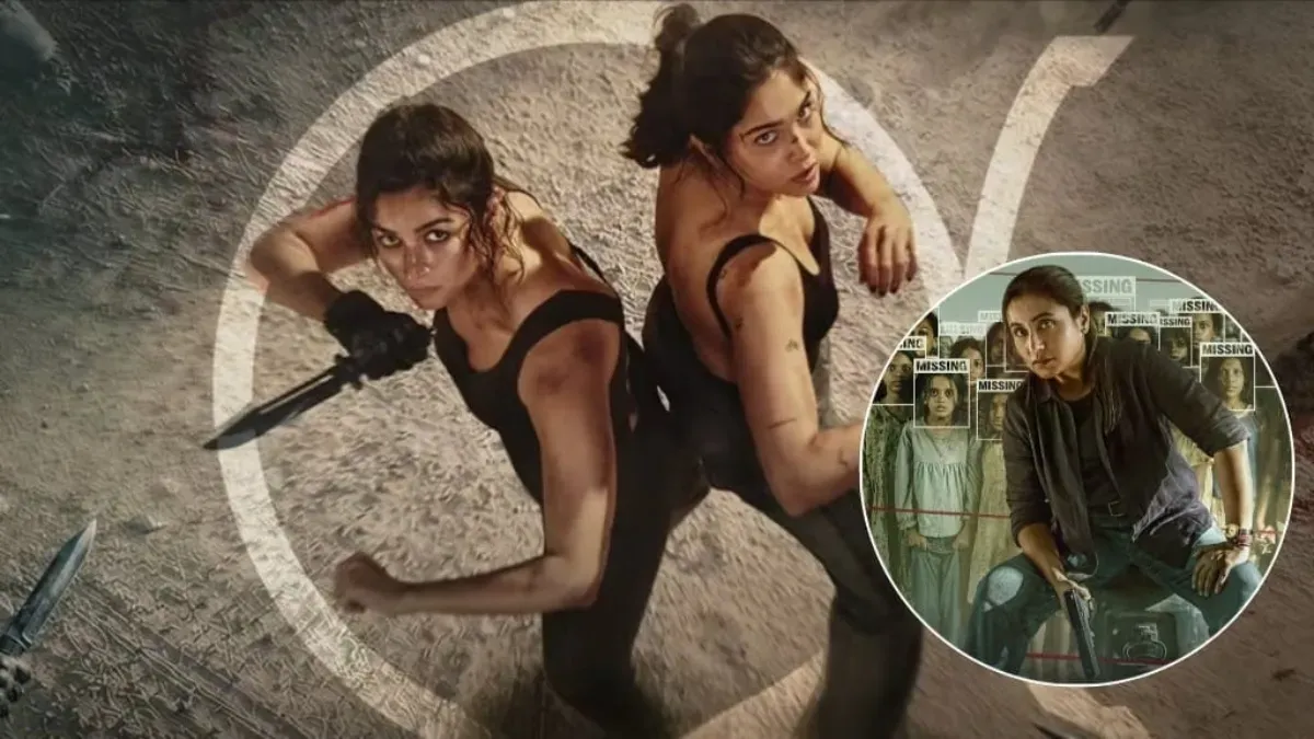 Alia Bhatt and Sharvari in a still from their film Alpha.