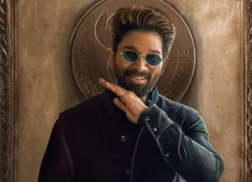 Allu Arjun smiling and giving a thumbs up.
