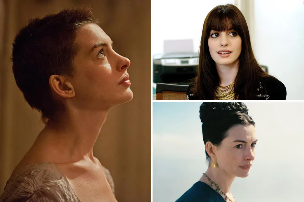 Collage of Anne Hathaway in various movie roles