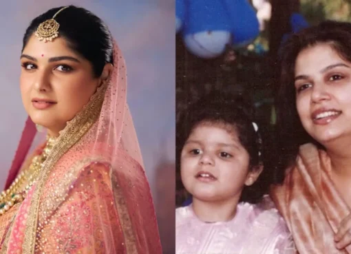 Anshula Kapoor, Boney Kapoor's daughter, smiling while wearing her late mother's 42-year-old dupatta as part of her wedding attire.