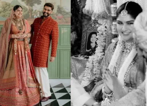 Arjun Kapoor smiling warmly next to his sister Anshula Kapoor in wedding attire.