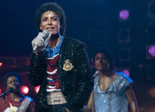 Movie poster for Michael, the Michael Jackson biopic, featuring a silhouette of a performer dancing.