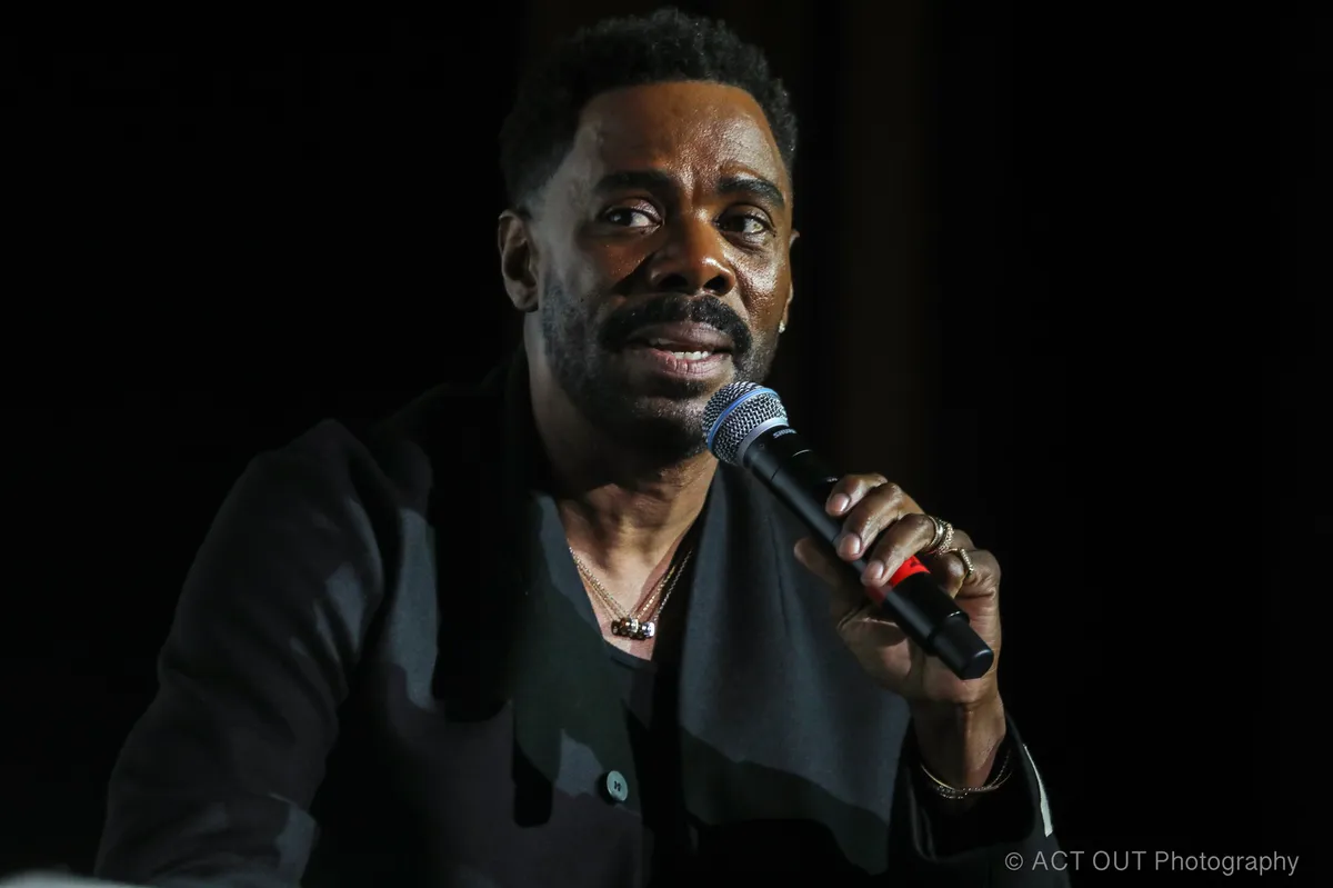 Colman Domingo smiling, looking thoughtful and expressive.